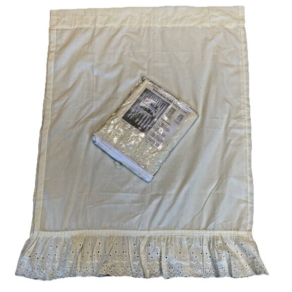 Vienna Embroidered Eyelet Ruffled Tiered Curtains 54"W x 36"L Ivory 2 Pairs - Picture 1 of 8